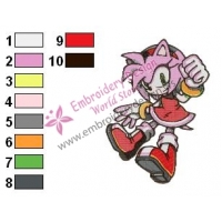 Amy Rose Sonic Embroidery Design 20